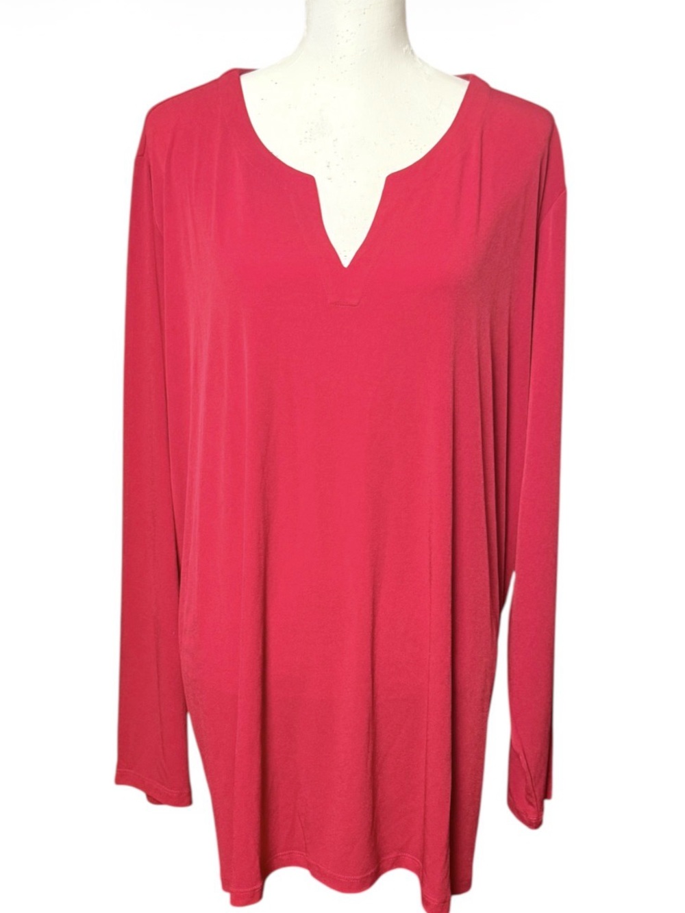 Susan Graver red split v-neck long sleeve tunic top Women’s size 4X | a/b